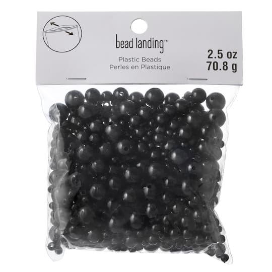 12 Pack: Jet Black Pearl Plastic Bead Mix by Bead Landing™